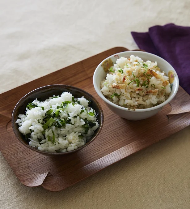 あっさり系「しらす菜飯」とこってり系「たぬきご飯」