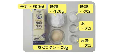レンジ牛乳プリンの材料
