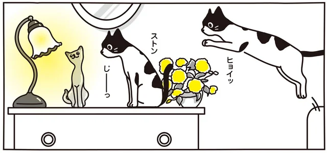 アタシのほうがきっとお似合い！置物の猫をどかして決めポーズ／マルとオレオ ふたりはなかよし（9）