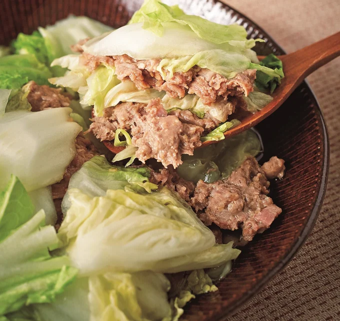 白菜とひき肉のレンジ蒸し