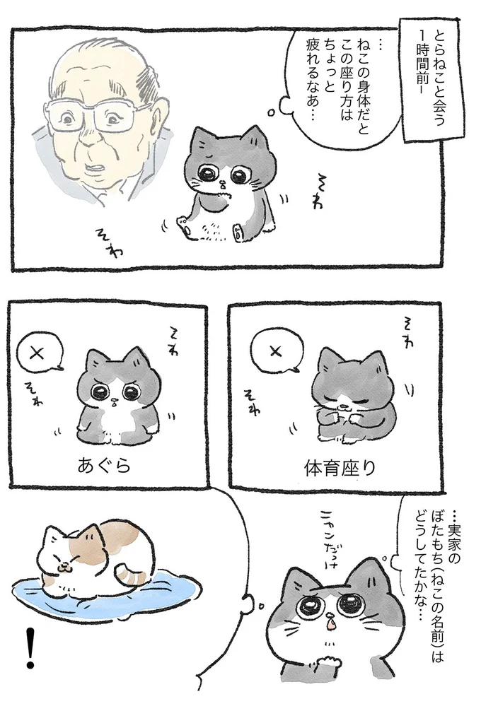 この座り方はちょっと疲れるなあ…