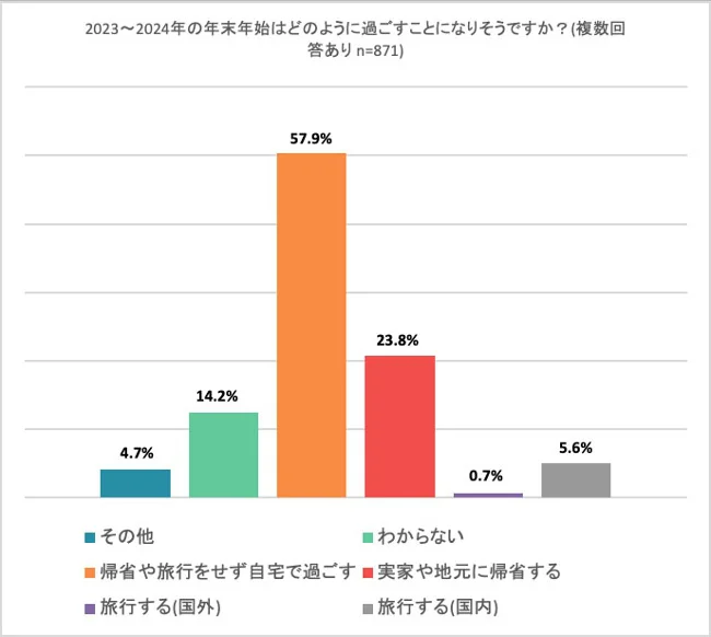 2023～2024年の年末年始を「自宅で過ごす」が57.9％