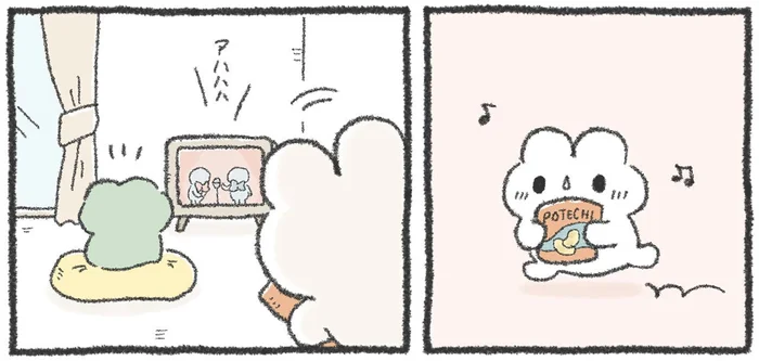 TVを見ながら何してるの？近づいてびっくり！／うさおはすてきに暮らしたい（7）