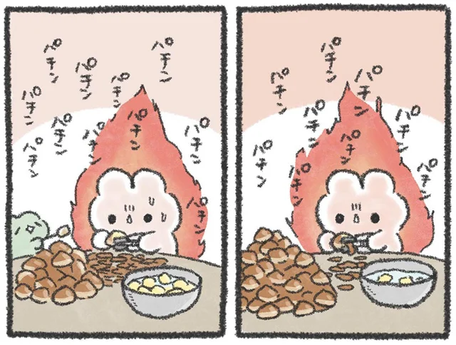 夢のモンブラン絞り放題！栗の皮むきに燃えるうさお／うさおはすてきに暮らしたい（13）