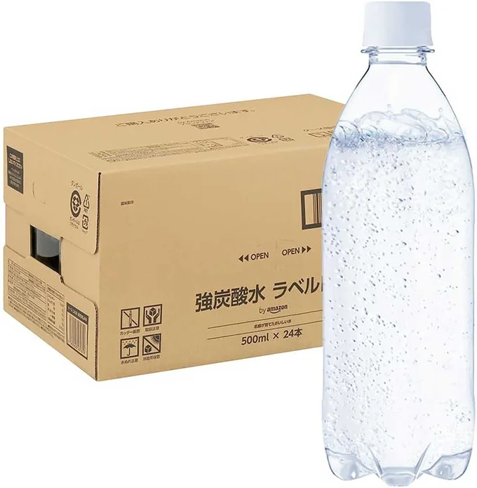  by Amazon 炭酸水 ラベルレス 500ml × 24本 富士山の強炭酸水