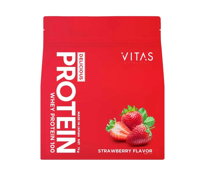 VITAS (バイタス) ホエイプロテイン100 ストロベリー風味 WPCプロテイン 国内製造 1kg