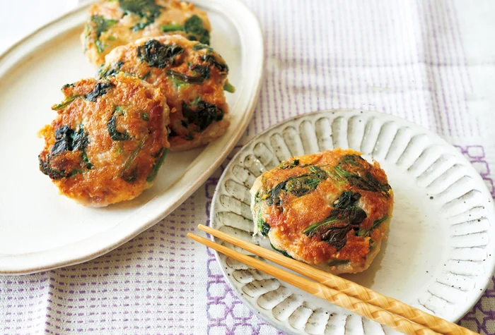 チーズ入りでカルシウム満点！豚こまとほうれん草のお豆腐おやき／はるはるママのパワーチャージごはん（3）