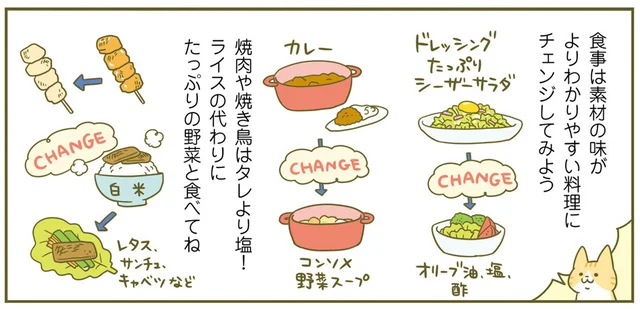 濃い味好きから薄味好きへ！ 食材のおいしさを意識して食べることで太りにくい体質になろう／ネコちゃんのゆるゆるダイエット塾（3）