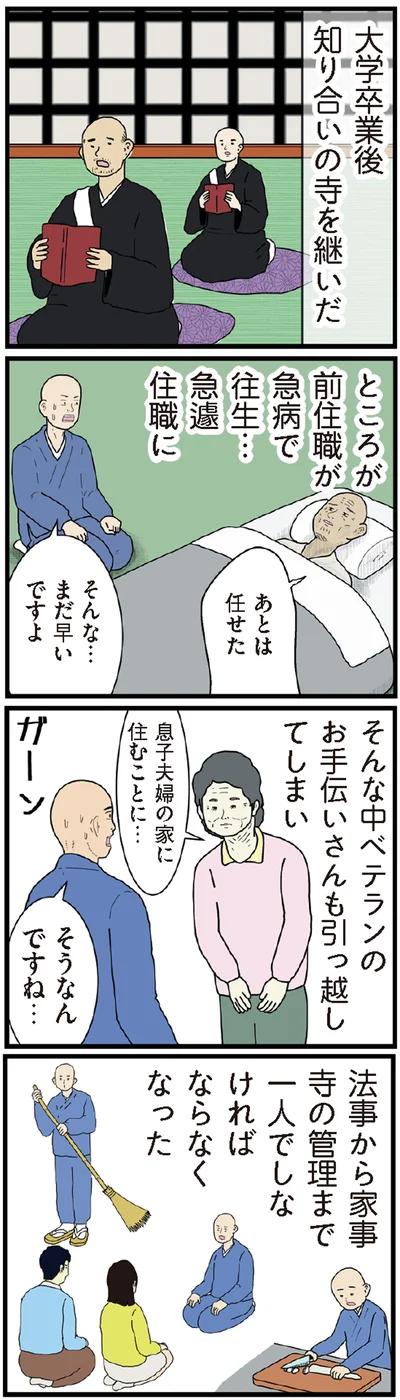知り合いの寺を継いだ