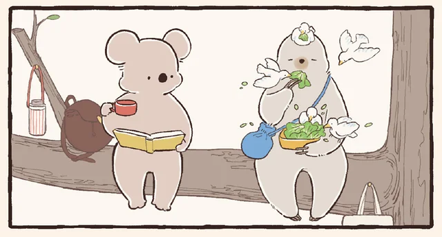 向かった先には先客が！ 鳥にごはんを取られても気にしないナマケモノさんとの出会い／コアラ絵日記3（11）