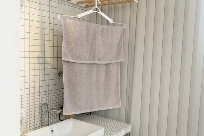 使ってぬれているタオルは、洗濯するまで乾かしておく！