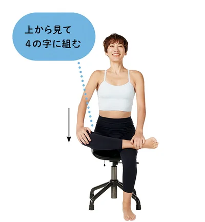 上から見て4の字に組む