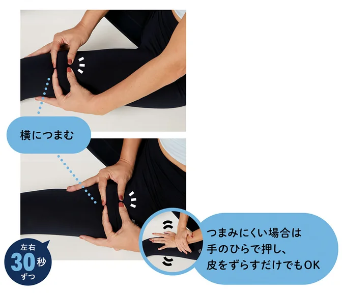 横につまむ