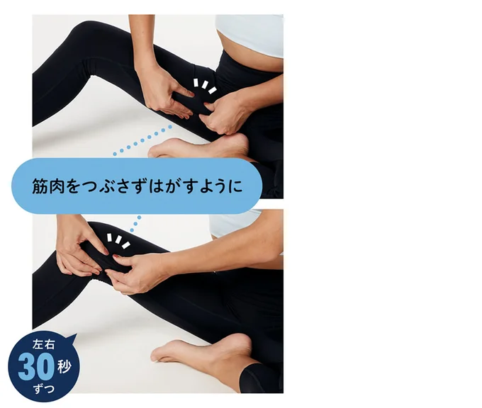 筋肉をつぶさずはがすように
