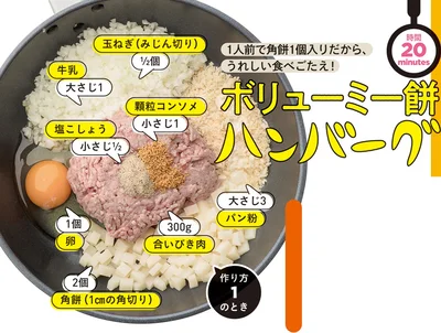 ボリューミー餅バーグの材料