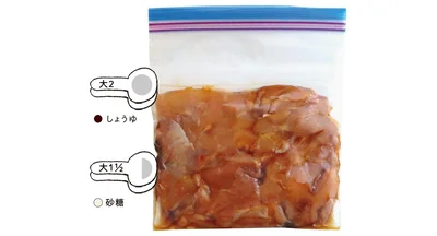 保存袋に★を入れて混ぜる。