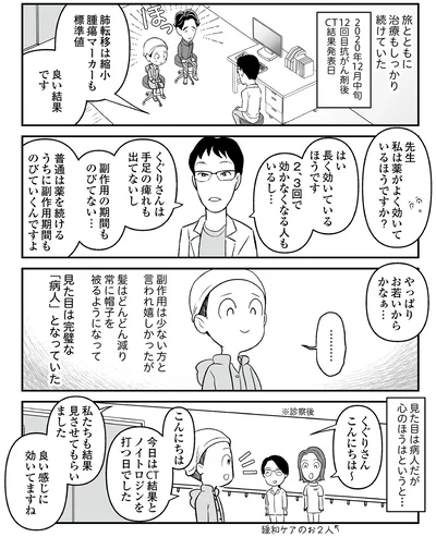 『痔だと思ったら大腸がんステージ4でした〜標準治療を旅と漫画で乗り越えてなんとか経過観察になるまで〜』より