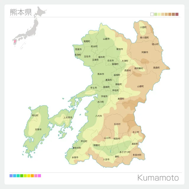 熊本県の地図