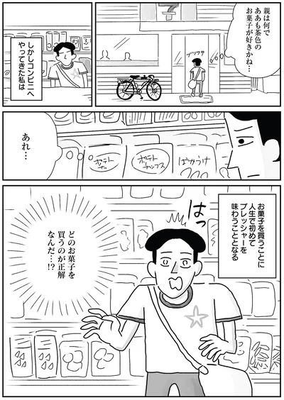 お菓子を買うことに人生で初めてプレッシャーを味わうこととなる