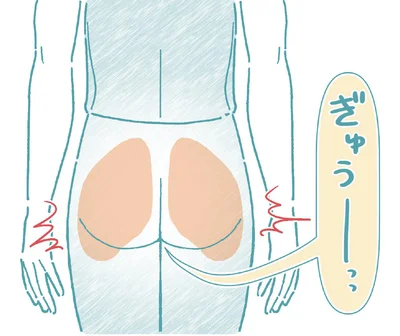 お尻の穴を引き締めて3秒キープ