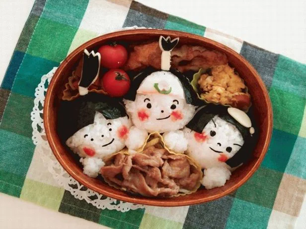 三太郎をお腹いっぱい食べたら、きっと強くなる!? キャラ弁「浦島太郎&桃太郎&金太郎の可愛いキャラ弁」(投稿者:youちゃんさん)