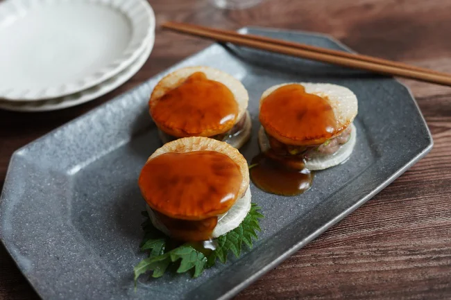 大根のはさみ焼き 昆布ぽん酢とろみあん