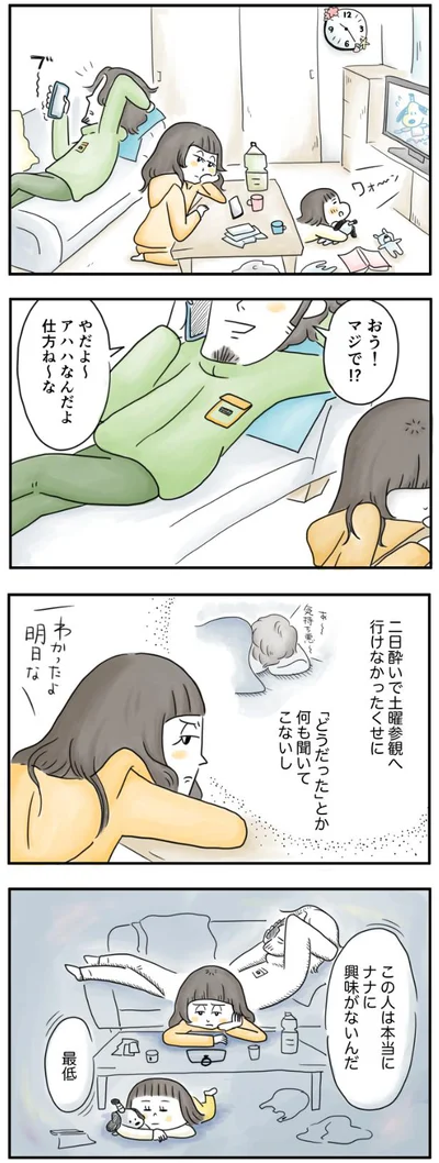 二日酔いで土曜参観へ行けなかったくせに