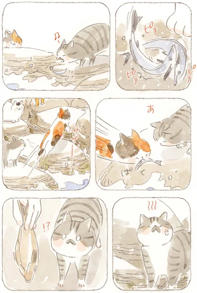 他の猫に魚を盗まれた