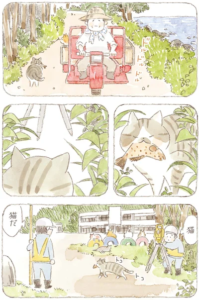 魚を咥えて歩く猫