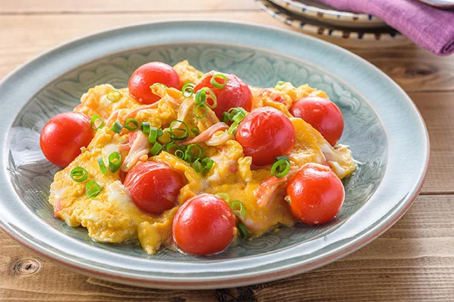 レンジで簡単！トマト入りかに玉【めんつゆで味ぴたり】