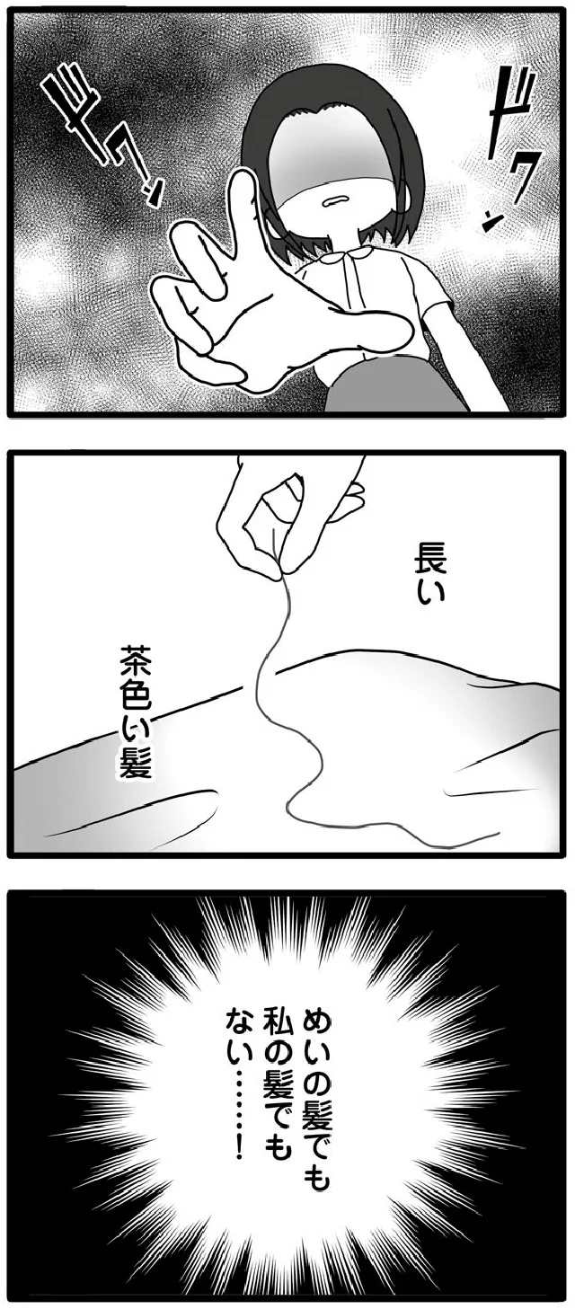 長い、茶色い髪