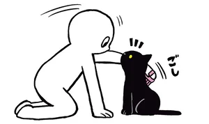 ごめんね、ブラッシングしているだけなんです。黒猫の鼻チューがいじらしすぎる！