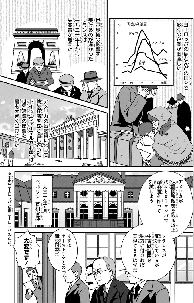 『角川まんが学習シリーズ 世界の歴史 15 世界恐慌と民族運動 一九一九～一九三九年』より