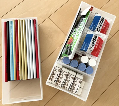  １年分の文房具は同じところにまとめて収納