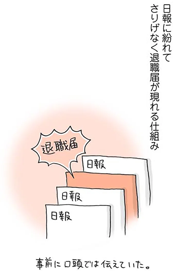 日報に紛れてさりげなく退職届が現れる仕組み