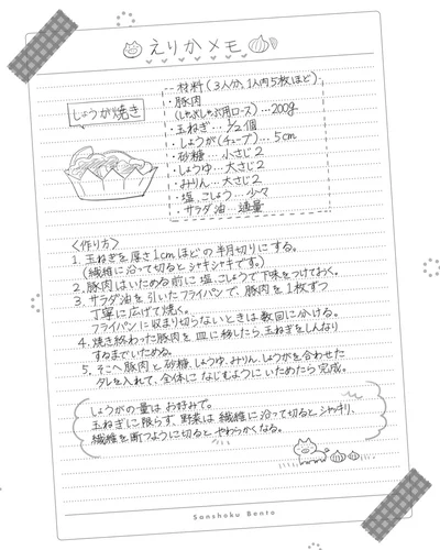 えりかメモ「しょうが焼き」