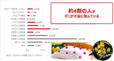 約4割の人がダニが大量に潜んでいる枕で寝ていることが判明