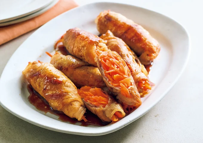塩もみにんじんの肉巻き