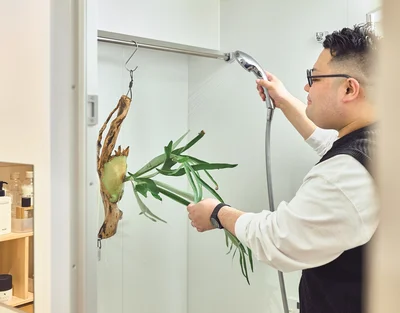 浴室に植物をつるせば水やりもスムーズ