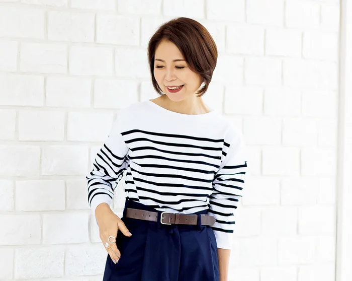 永遠の定番アイテムが大人コーデに。ボーダーTシャツのマンネリ感を解消するコツ