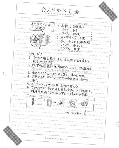 えりかメモ「おくらのベーコンチーズ巻き」