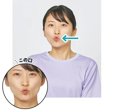 タコの口をつくり口を左右に動かす