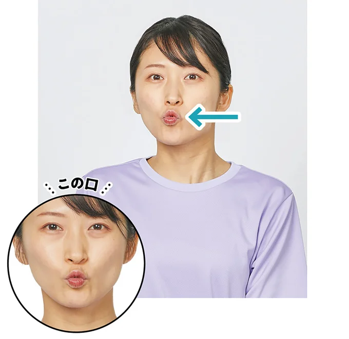 タコの口をつくり口を左右に動かす