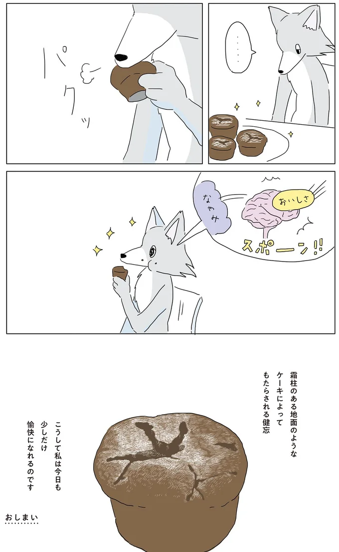 霜柱のある地面のようなケーキによってもたらされる健忘