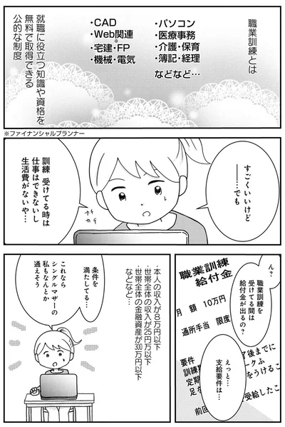 職業訓練受けてる時は仕事はできないし、生活費がないや...