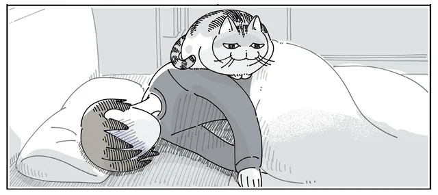 体調不良で寝込む飼い主。不調を察してずっとそばにいてくれる猫が愛おしい／夜は猫といっしょ6（17）
