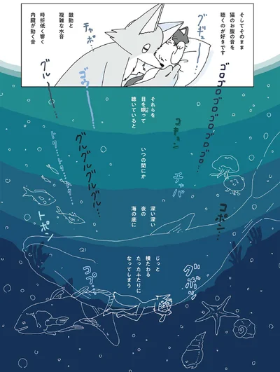 そしてそのまま猫のお腹の音を聴くのが好きです