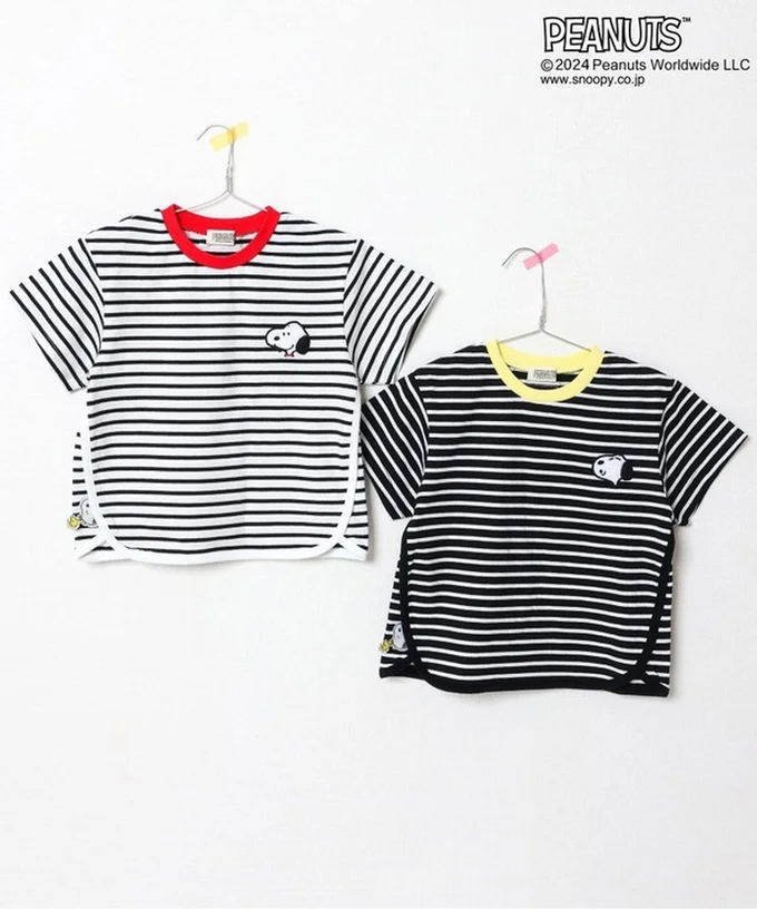 「PEANUTSモノトーンボーダーTシャツ」(各3190円)