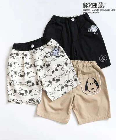 「PEANUTSタックハーフパンツ 5分丈」(各3190円)