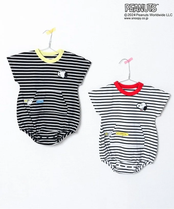 「PEANUTSモノトーンボーダーボディースーツ」(各3630円)